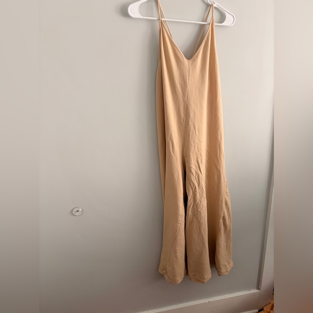 Urban Outfitters Out From Under Jumpsuit Cream Medium Wide Leg Outfit - Picture 2 of 9